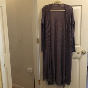 Free People Striped Long Duster Sweater